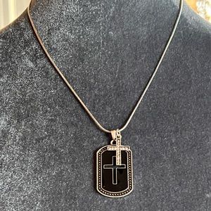 Halle Joy Hope silver and black Cross necklace